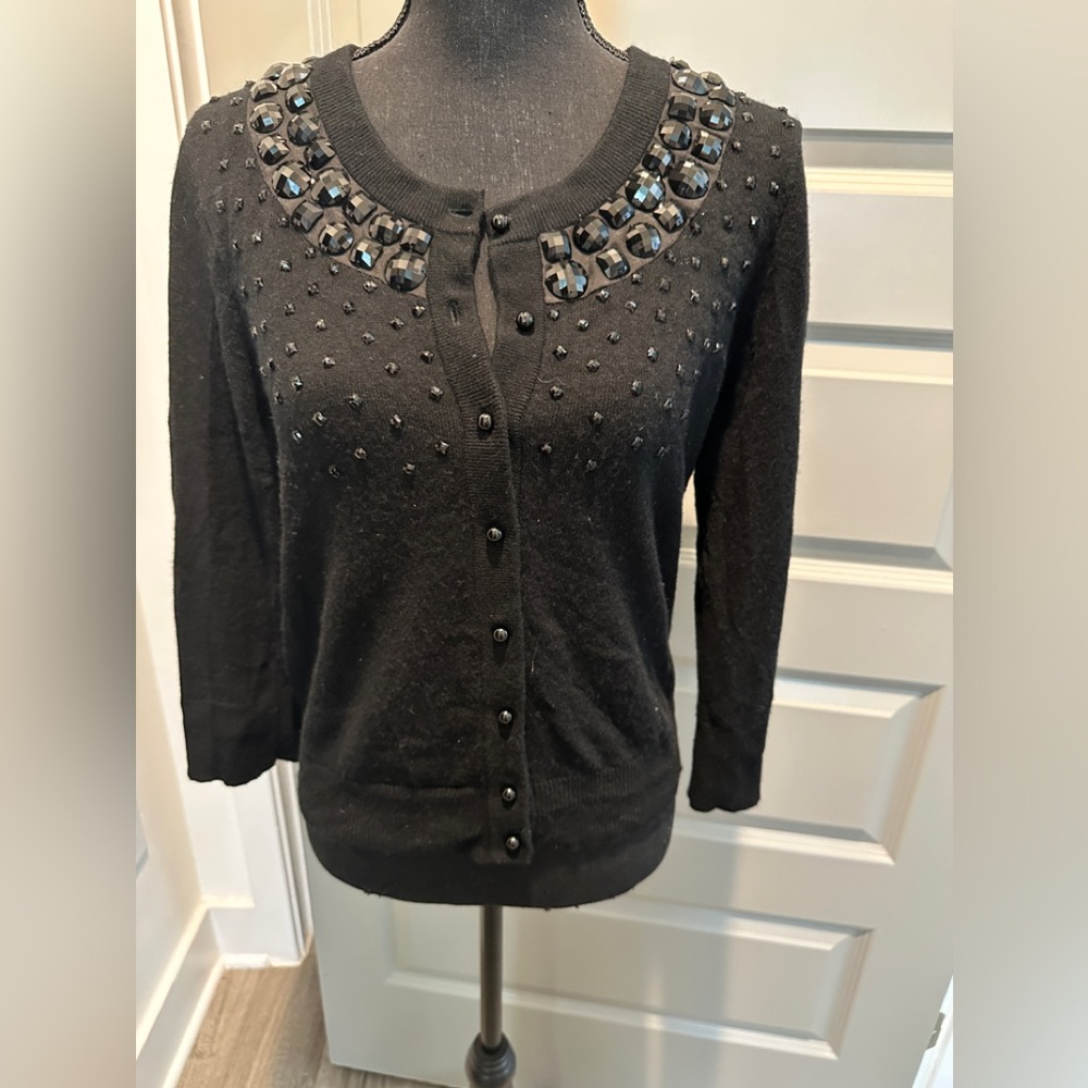 Kate Spade Black embellished cardigan L